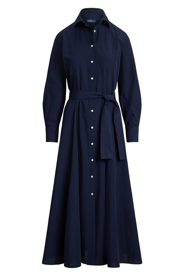 Cotton Canvas Belted Shirtdress