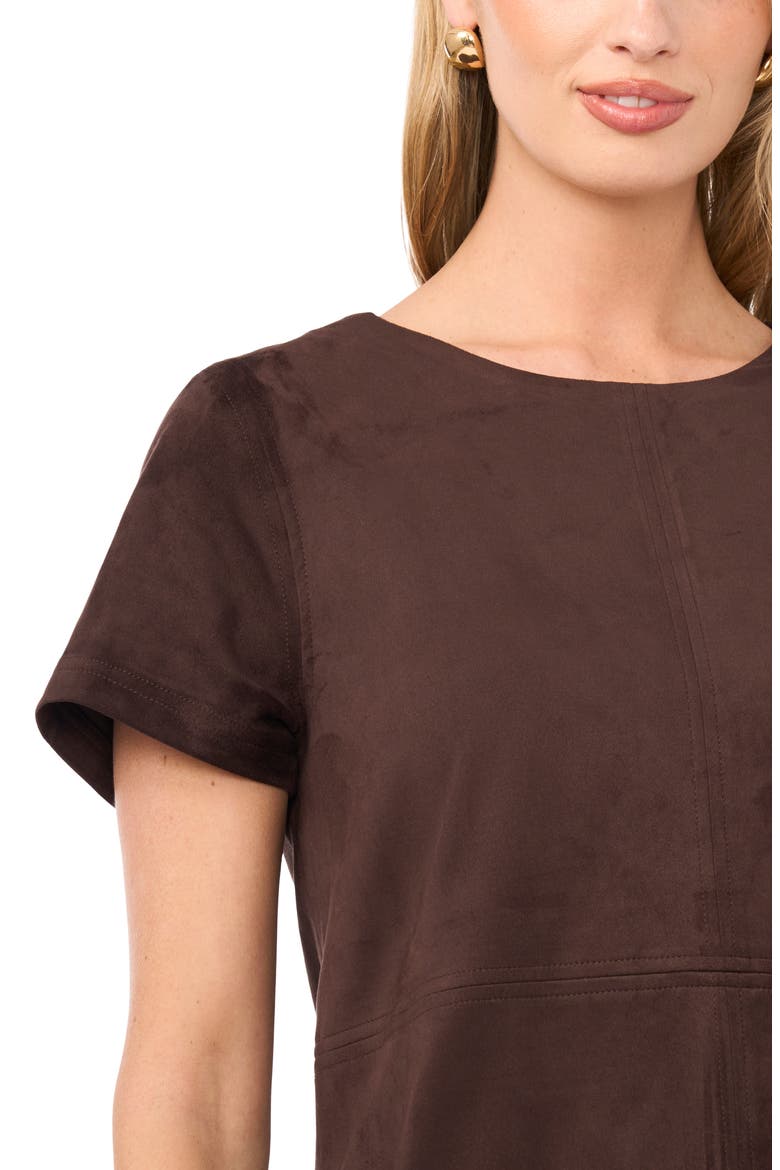 Faux Suede Paneled Shift Dress
