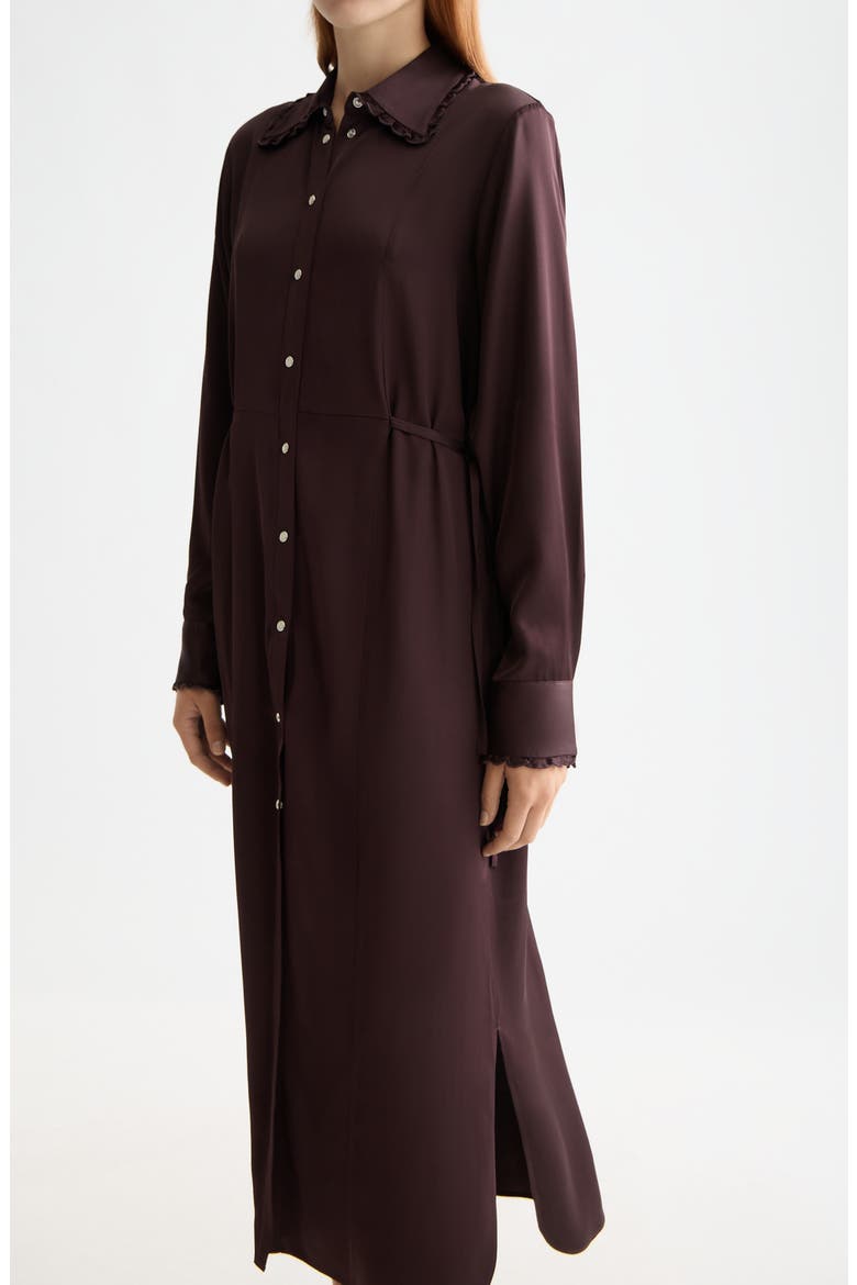 Long Sleeve Tie Waist Midi Shirtdress