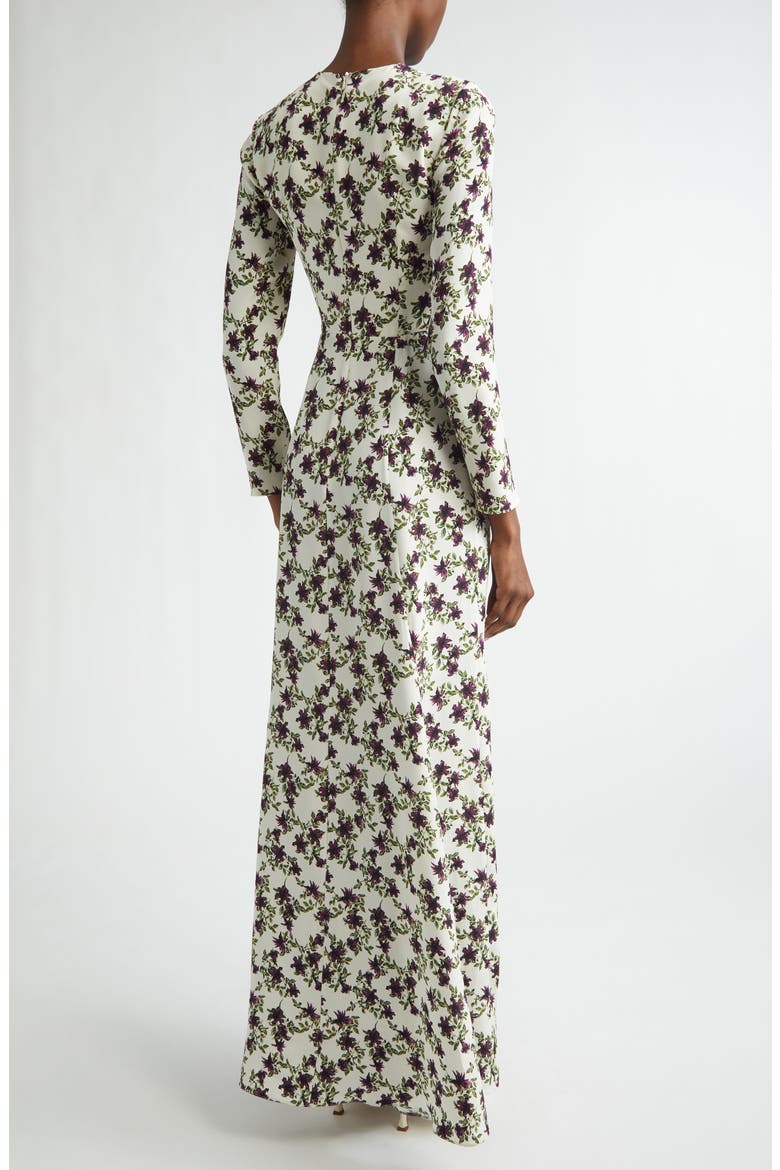 Silverio Floral Long Sleeve Silk Crêpe de Chine Maxi Dress