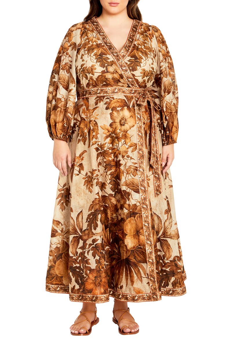The Maddie Print Long Sleeve Wrap Maxi Dress