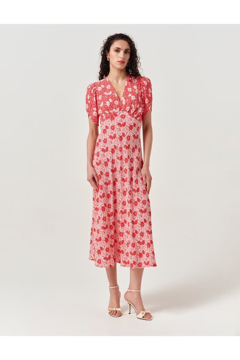 Faye Floral Crepe Midi Dress