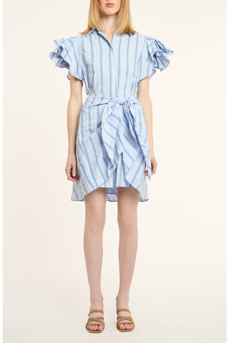 Charmine Stripe Tie Waist Mini Shirtdress