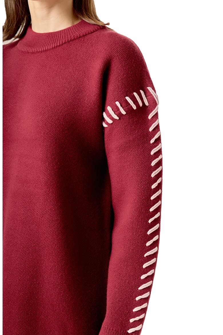 Whipstitch Long Sleeve Sweater Minidress
