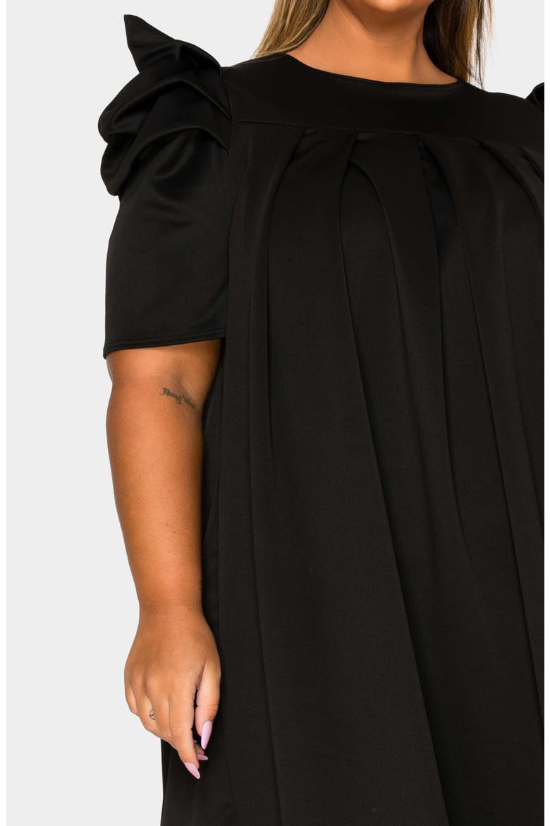 Zaya Puff Sleeve Pleated Shift Dress