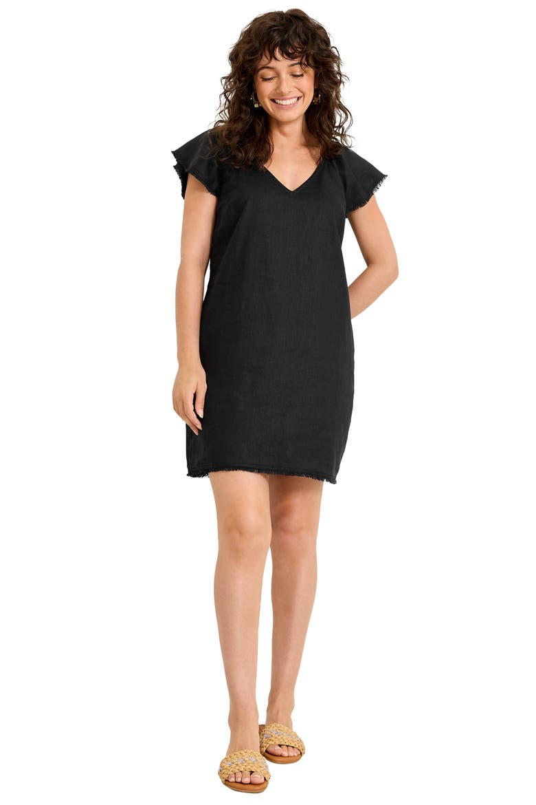 Two Palms Flutter Sleeve Linen Shift Minidress