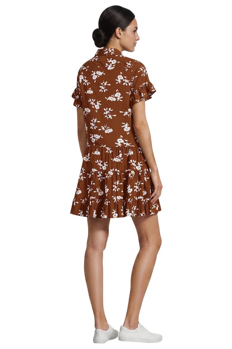 Poplin Flutter Sleeve Knee Length Popover Dress