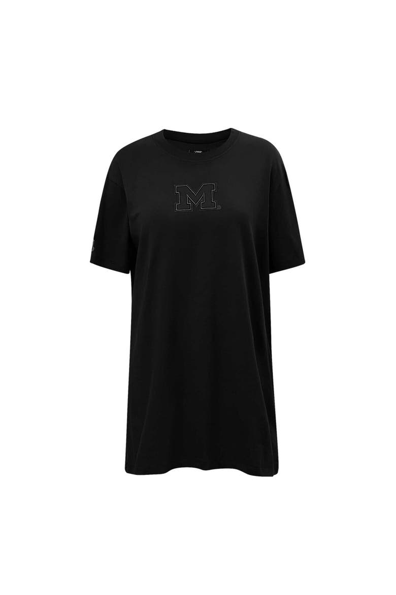 Women's Pro Standard Black Michigan Wolverines Tonal Neutral Mini T-Shirt Dress