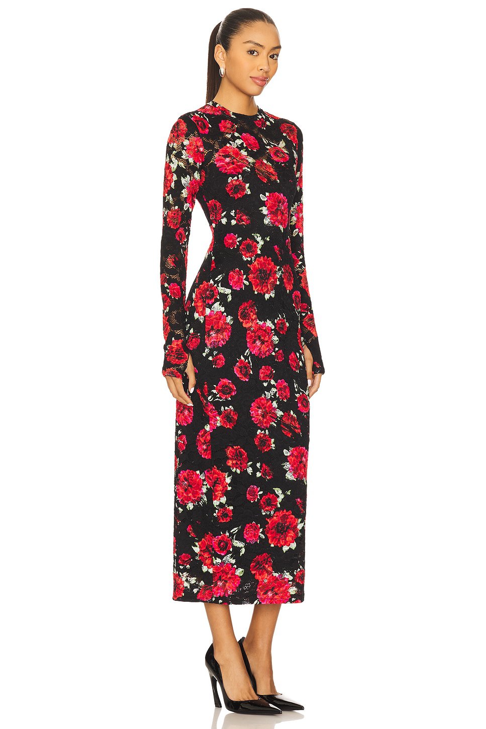 AFRM Ashland Crochet Lace Dress in Painted Roses - Image 2