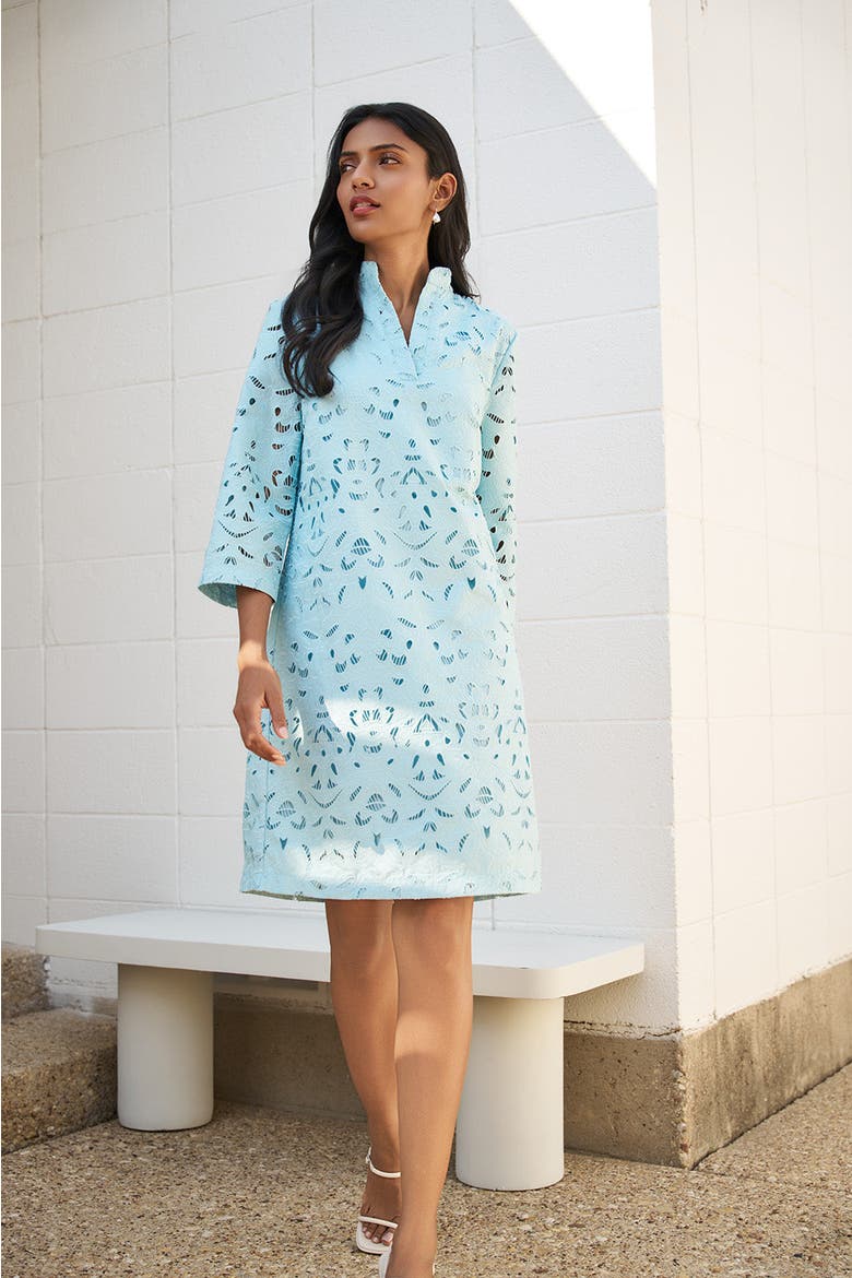 Lined Embroidered Stitch Woven Midi Dress