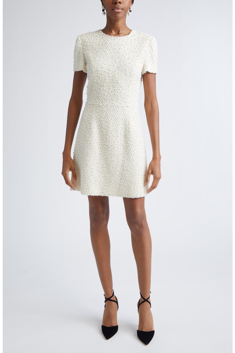 Faux Pearl Embellished A-Line Minidress