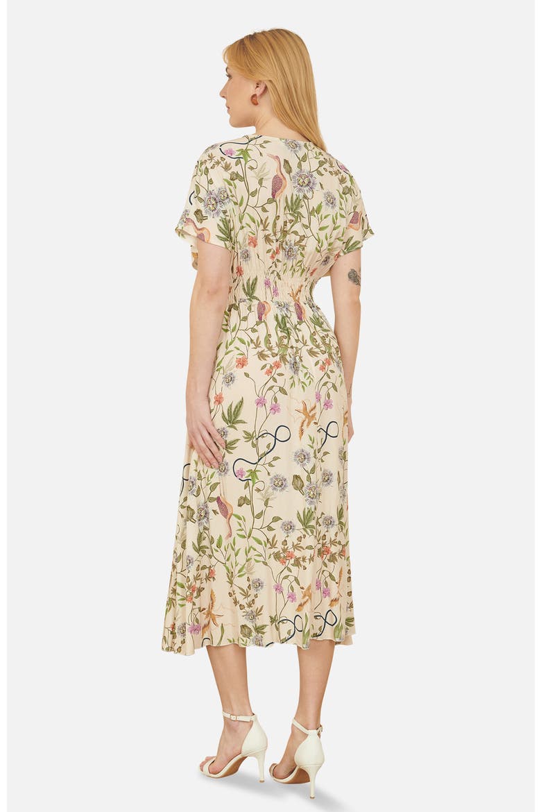 Short Sleeve V-Neck Ruched Midi Dress