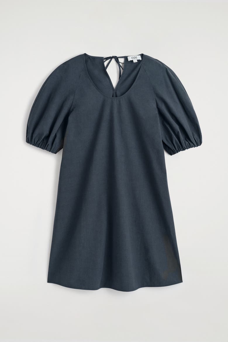 Puff-sleeve Cotton Mini Dress