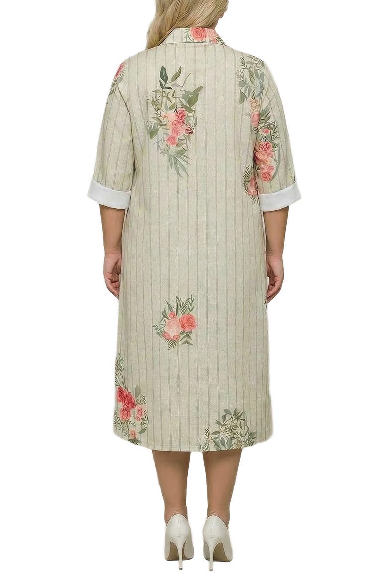 Stripe & Floral Midi Shirtdress