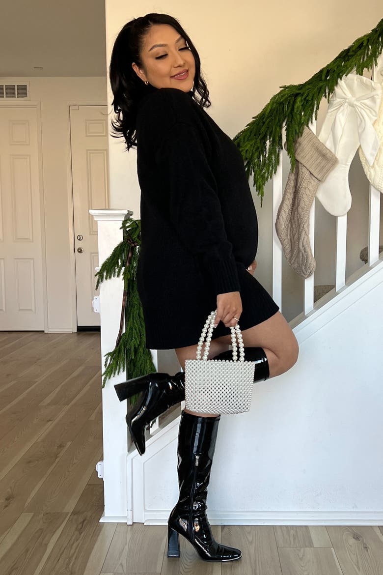 Turtle Neck Mini Sweater Dress