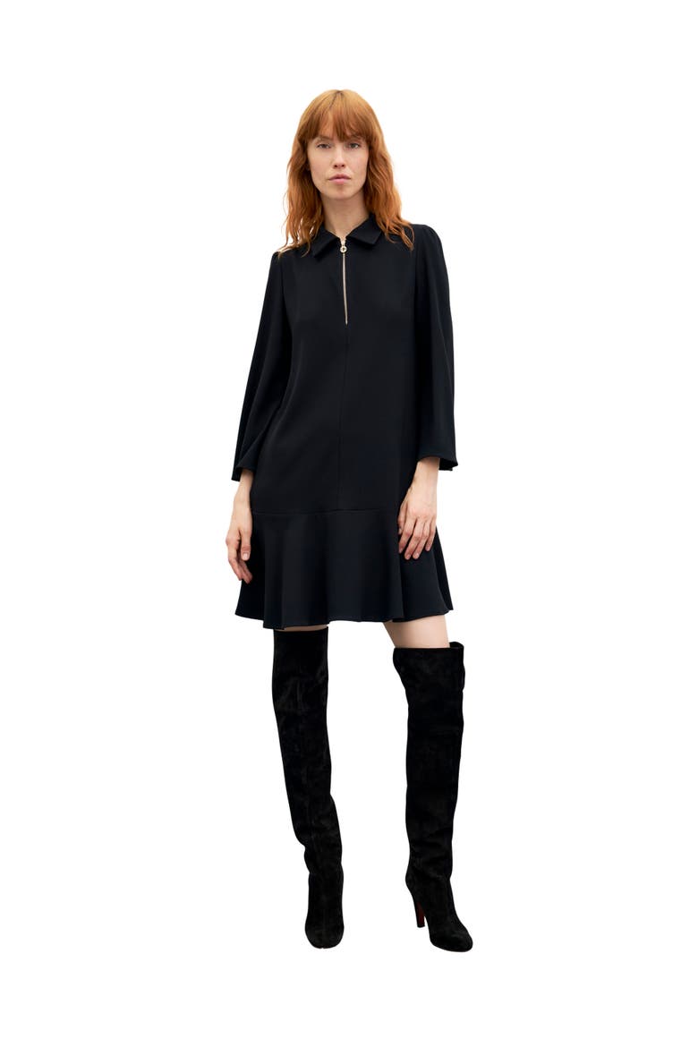 Carla Zip Front Crepe Mini Dress