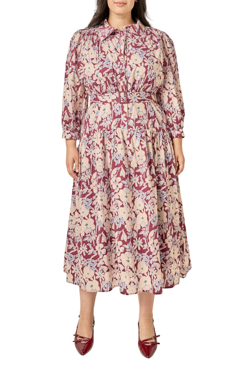 Floral Cotton Midi Shirtdress