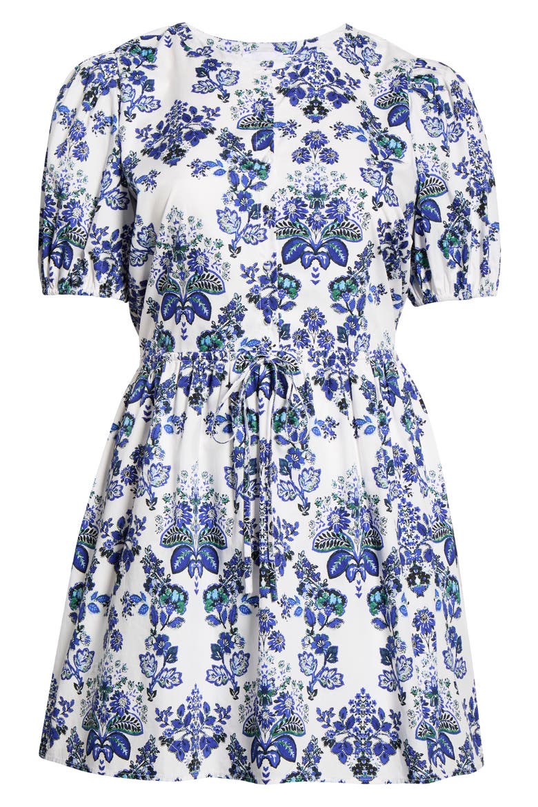 Viara Floral Alba Drawstring Waist Cotton Minidress