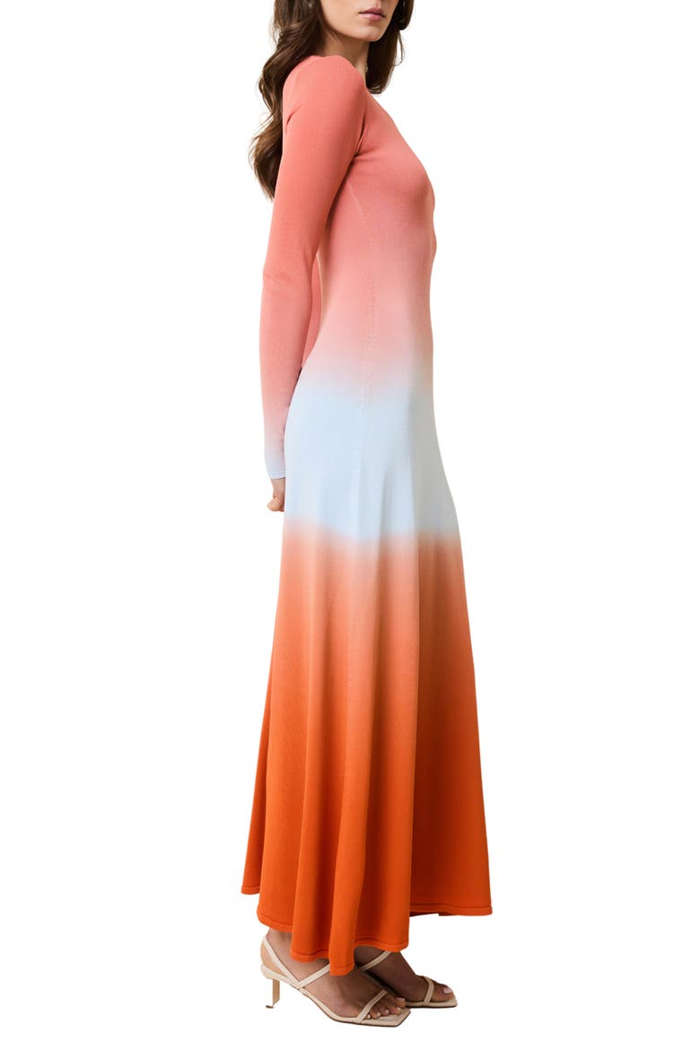 The Dora Ombré Colorblock Long Sleeve Knit Maxi Dress