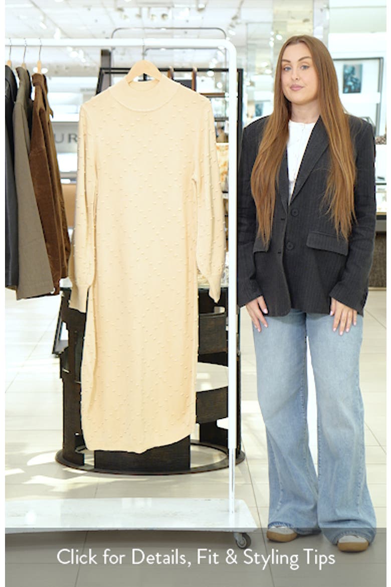 Bobble Stitch Mock Neck Sweater Dress
