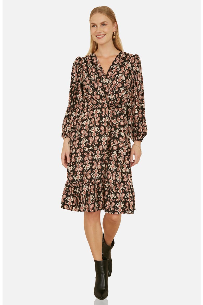 Ikat Long Sleeve Skater Midi Dress