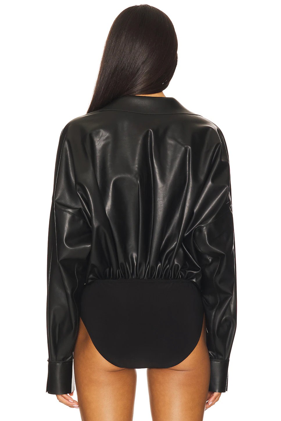 Super Oversized Boyfriend NK Shirt Bodysuit in Black - Image 4