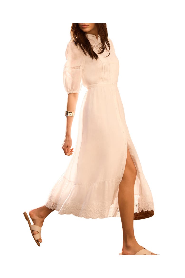 Ramie Puff Sleeve Midi Dress