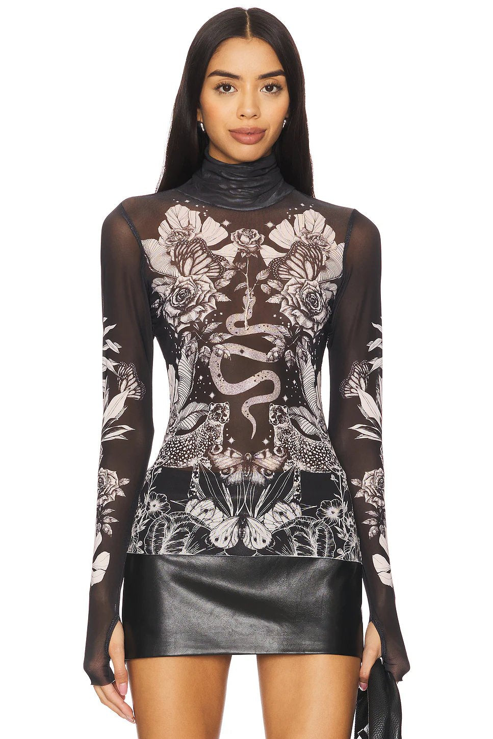 AFRM Zadie Turtleneck in Tonal Botanical - Image 3