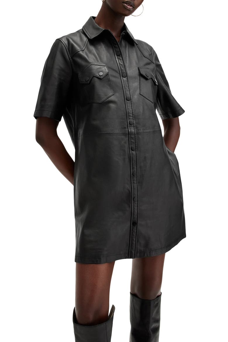 Rock Western Leather Mini Shirtdress