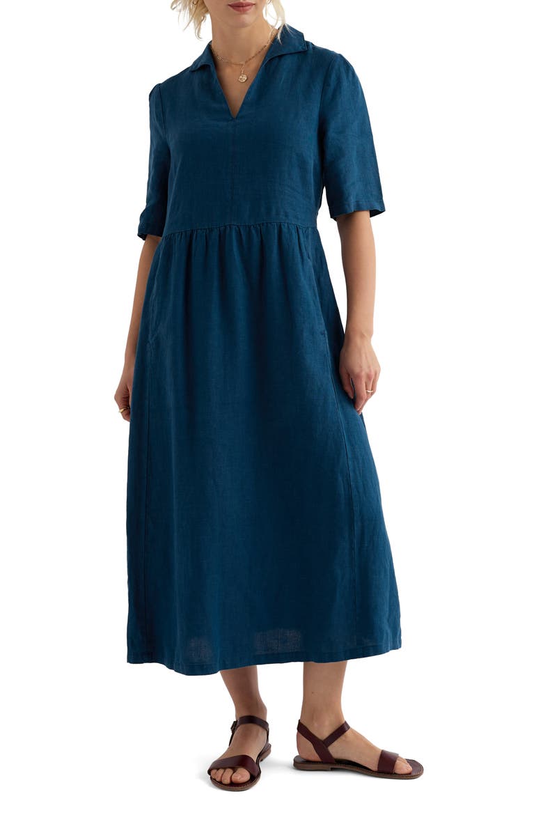 Fen Violet Linen Midi Shirtdress