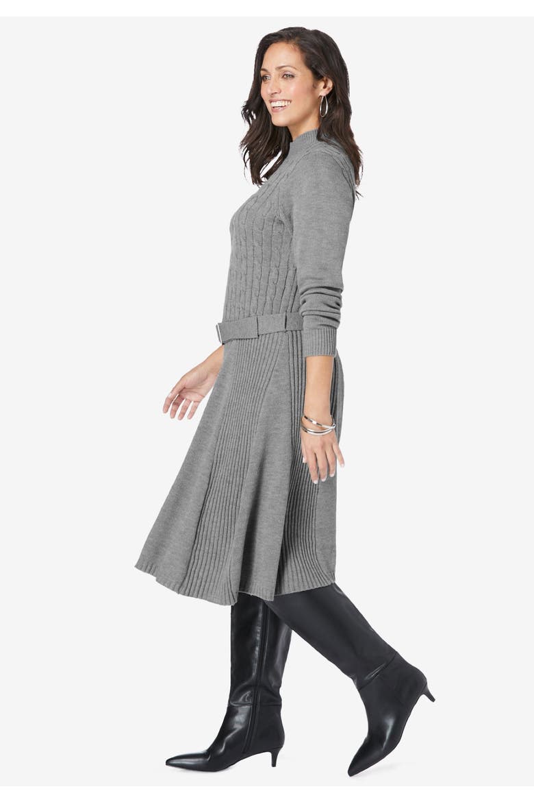 Belted Cable Sweater Dress