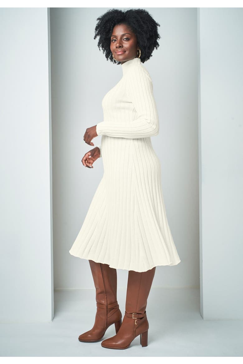 Mock Neck Midi Sweater Dress