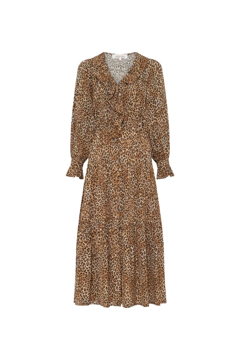 Lyza Ruffled V-Neck Midi Dress
