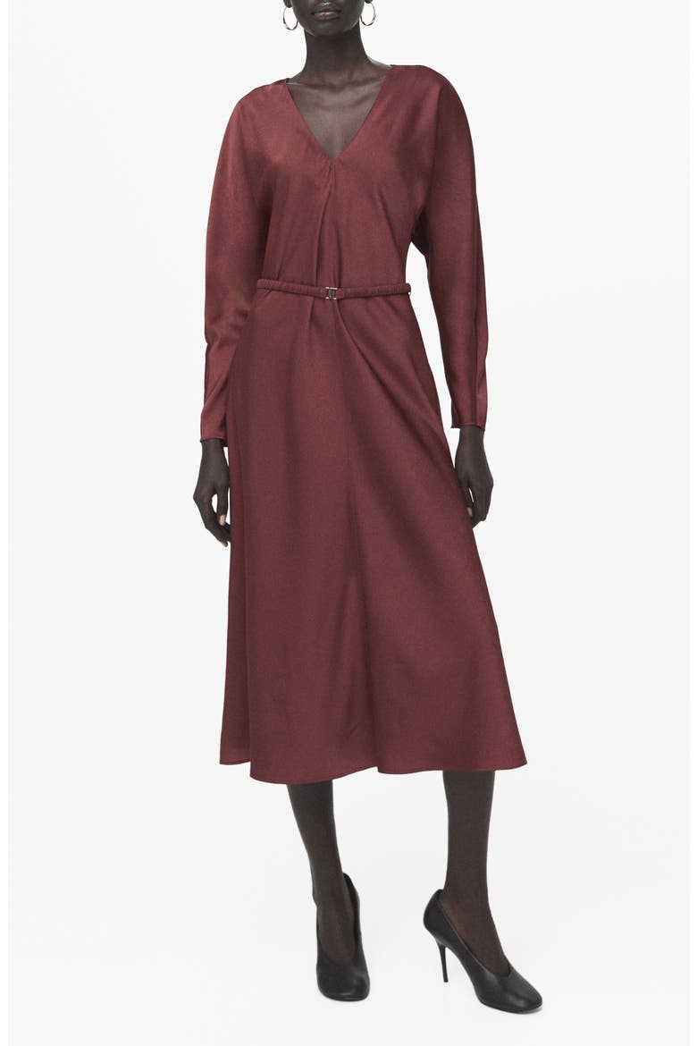 Long Sleeve Satin Midi Dress