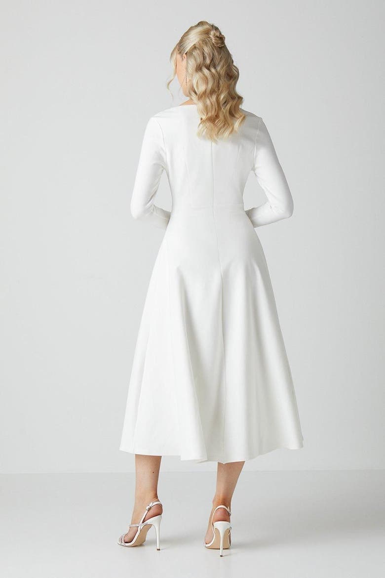 V Neck Full Skirt Midi Wedding