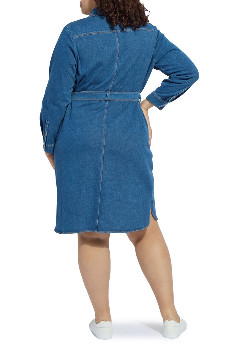 Schiffer Belted Long Sleeve Denim Shirtdress