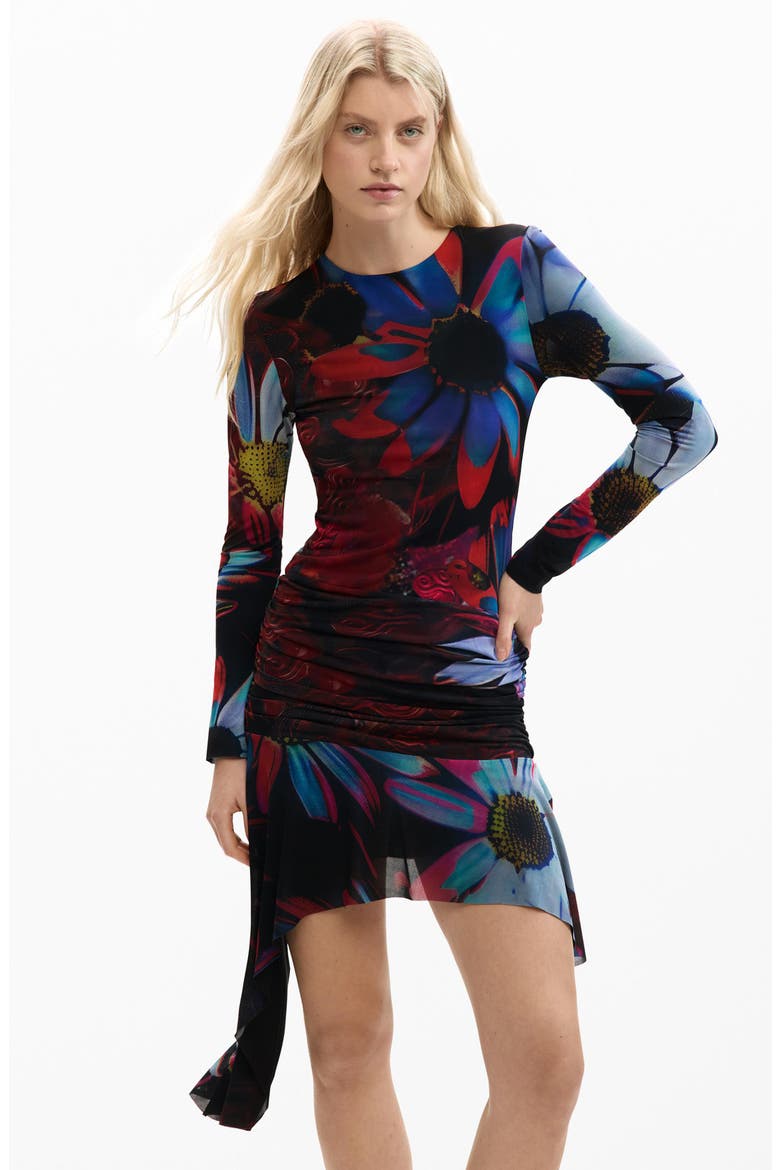 Floral Print Long Sleeve Minidress
