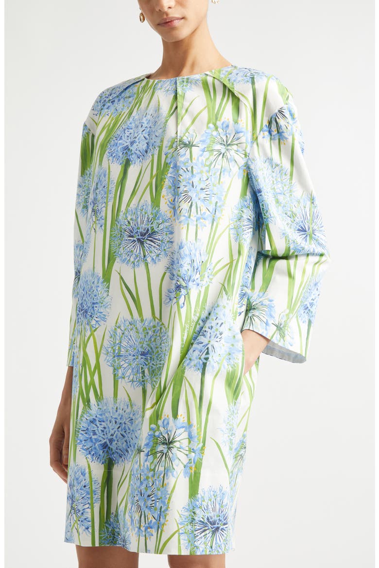 Allium Long Sleeve Stretch Cotton Poplin Minidress