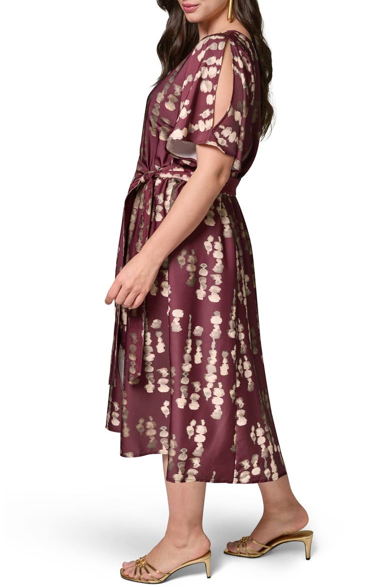 Print Stretch Satin Midi Dress
