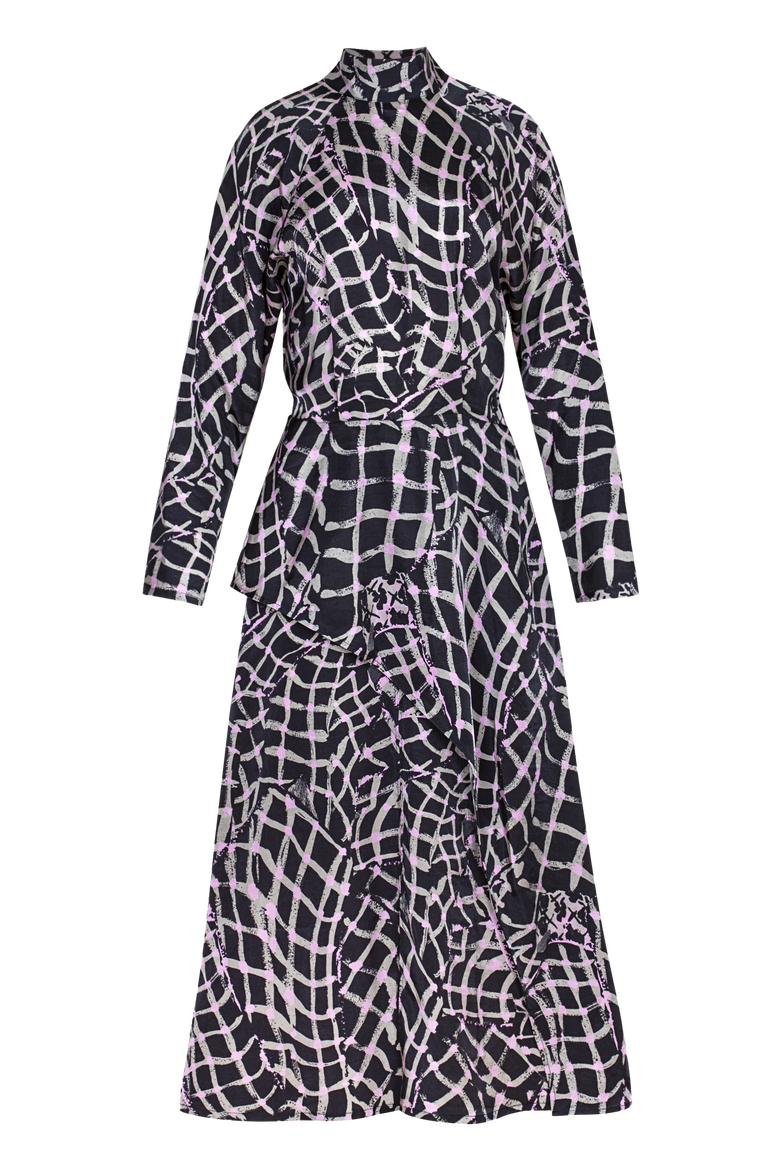 Replete High Neck Tie Silky Dress