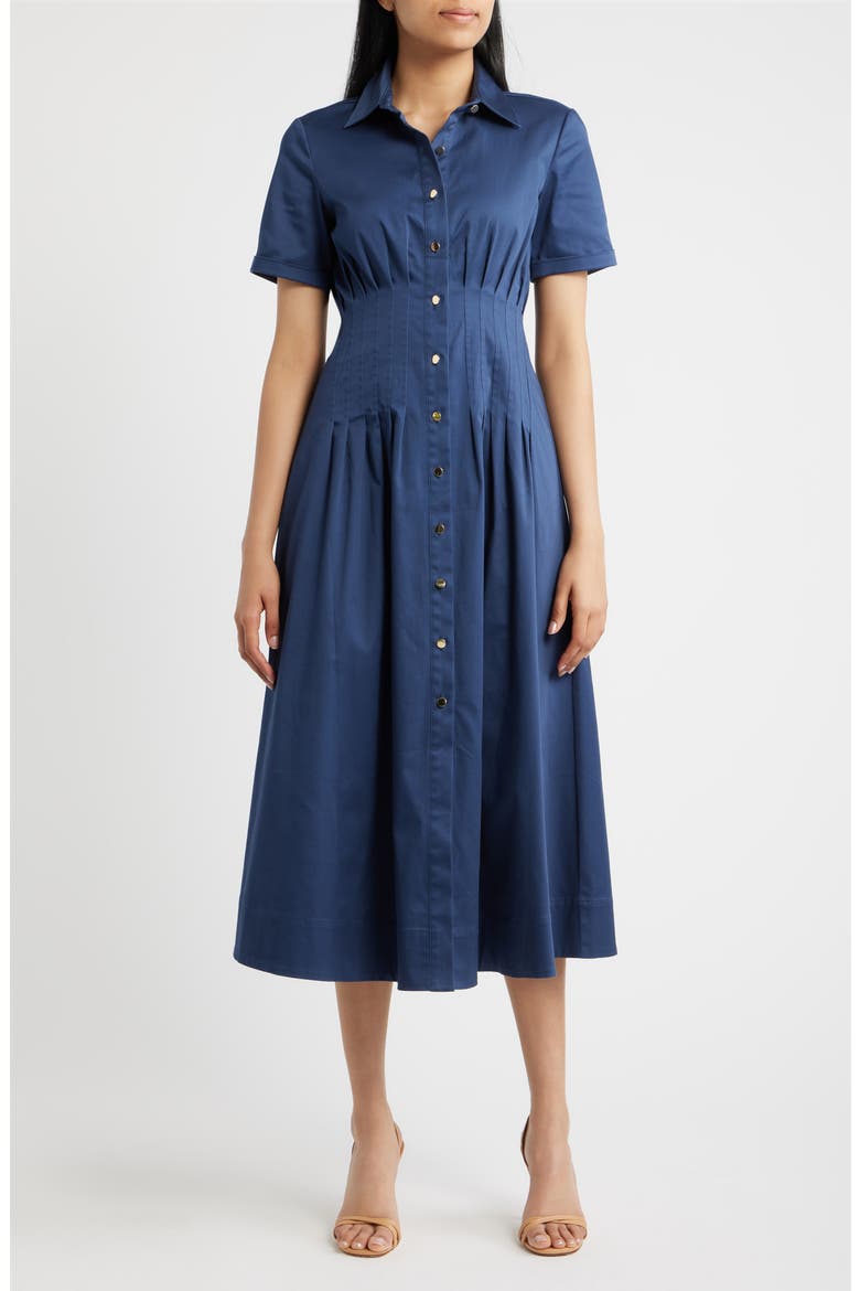 Short Sleeve Stretch Cotton Shirtdress