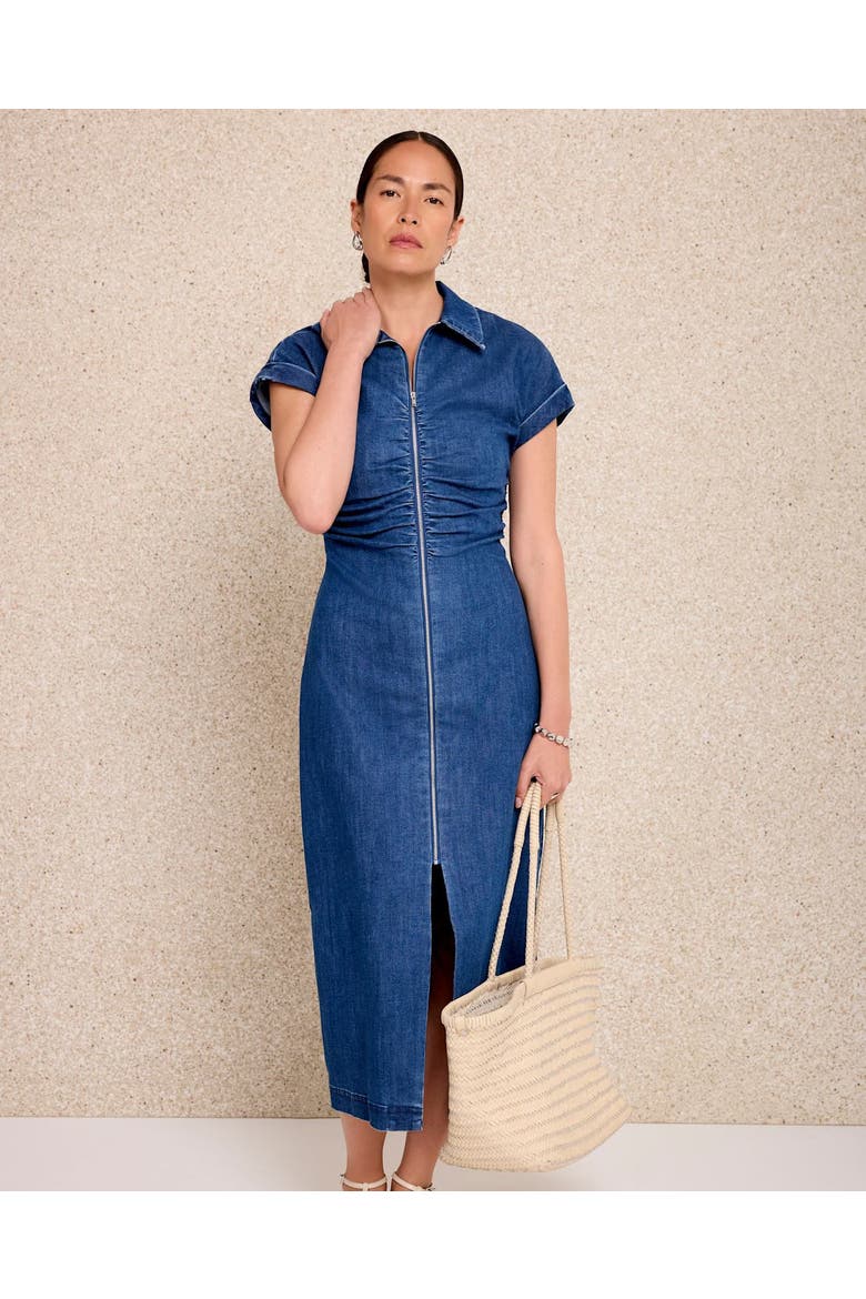 Denim Classic Collar Midi Dress