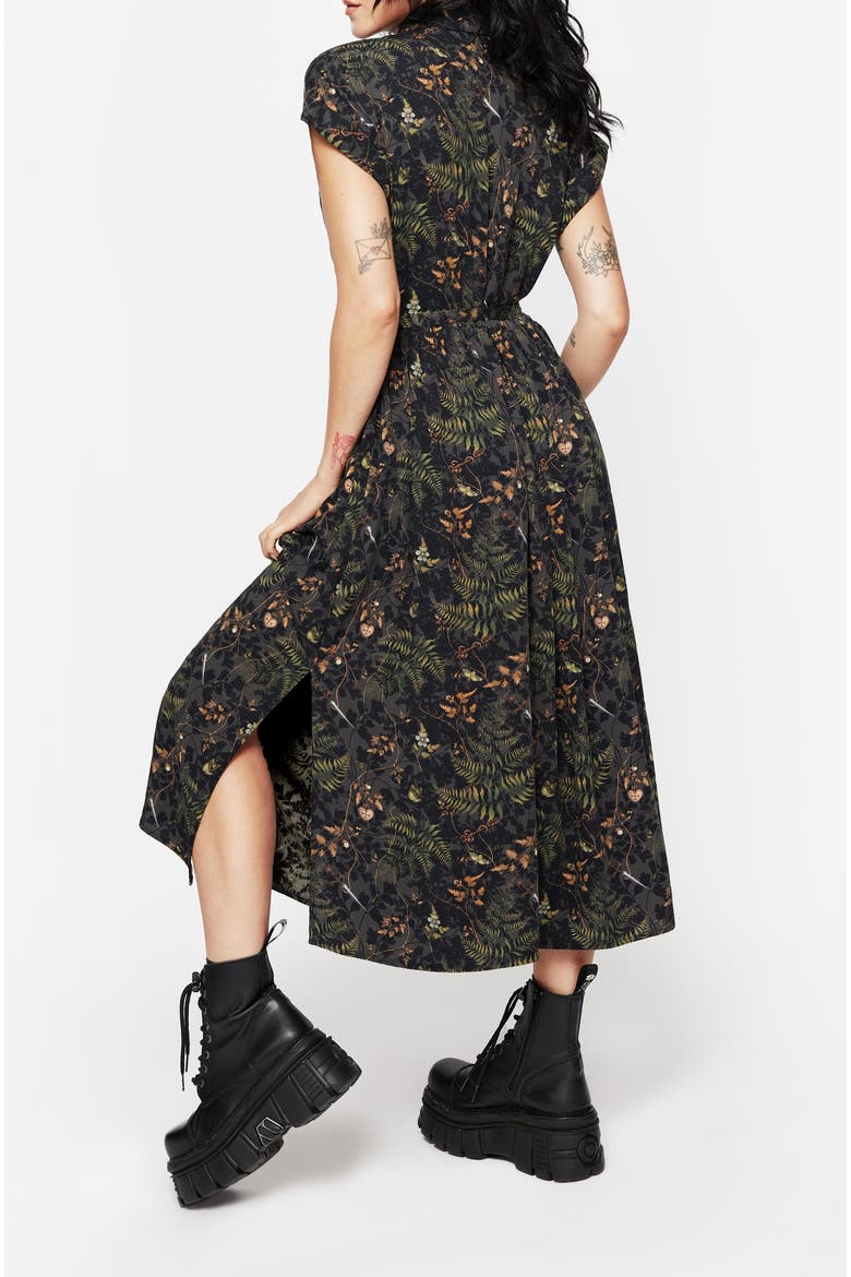 Wither Fern Print Midi Shirt Dress
