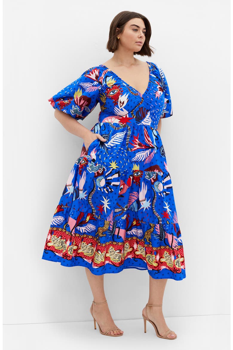 Capria Print Cotton Midi Dress
