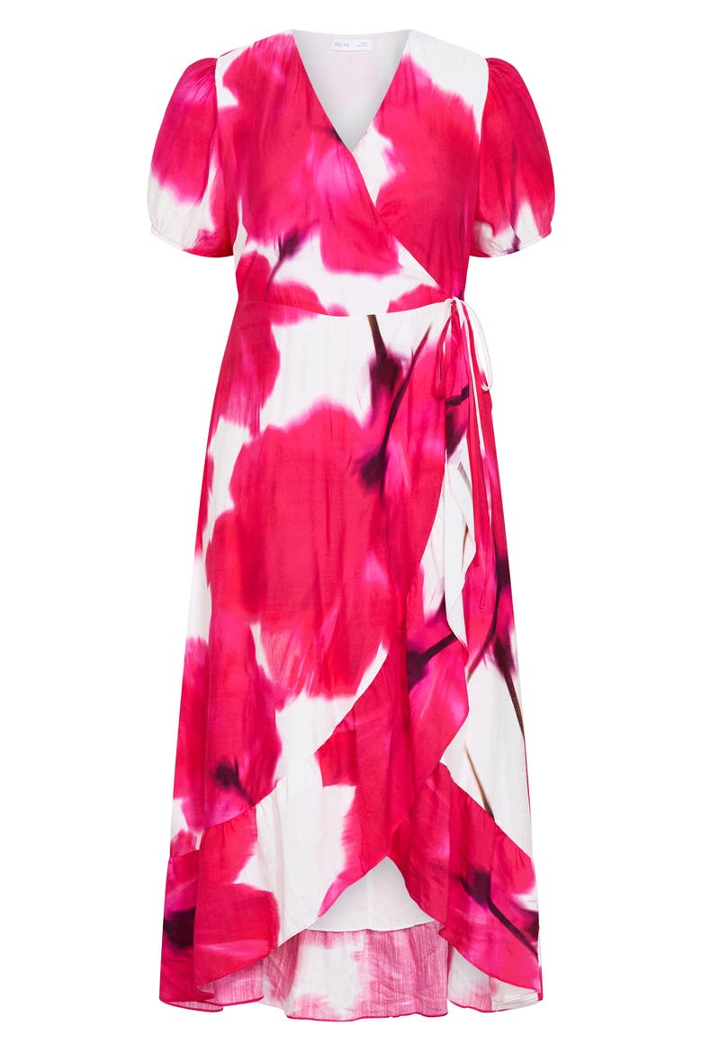 Bea Floral Print Wrap Midi Dress