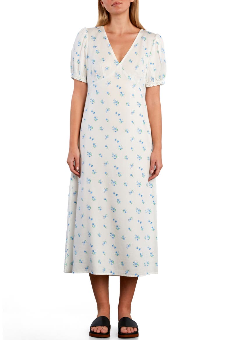 Sunbeam Print Puff Sleeve Midi Dress