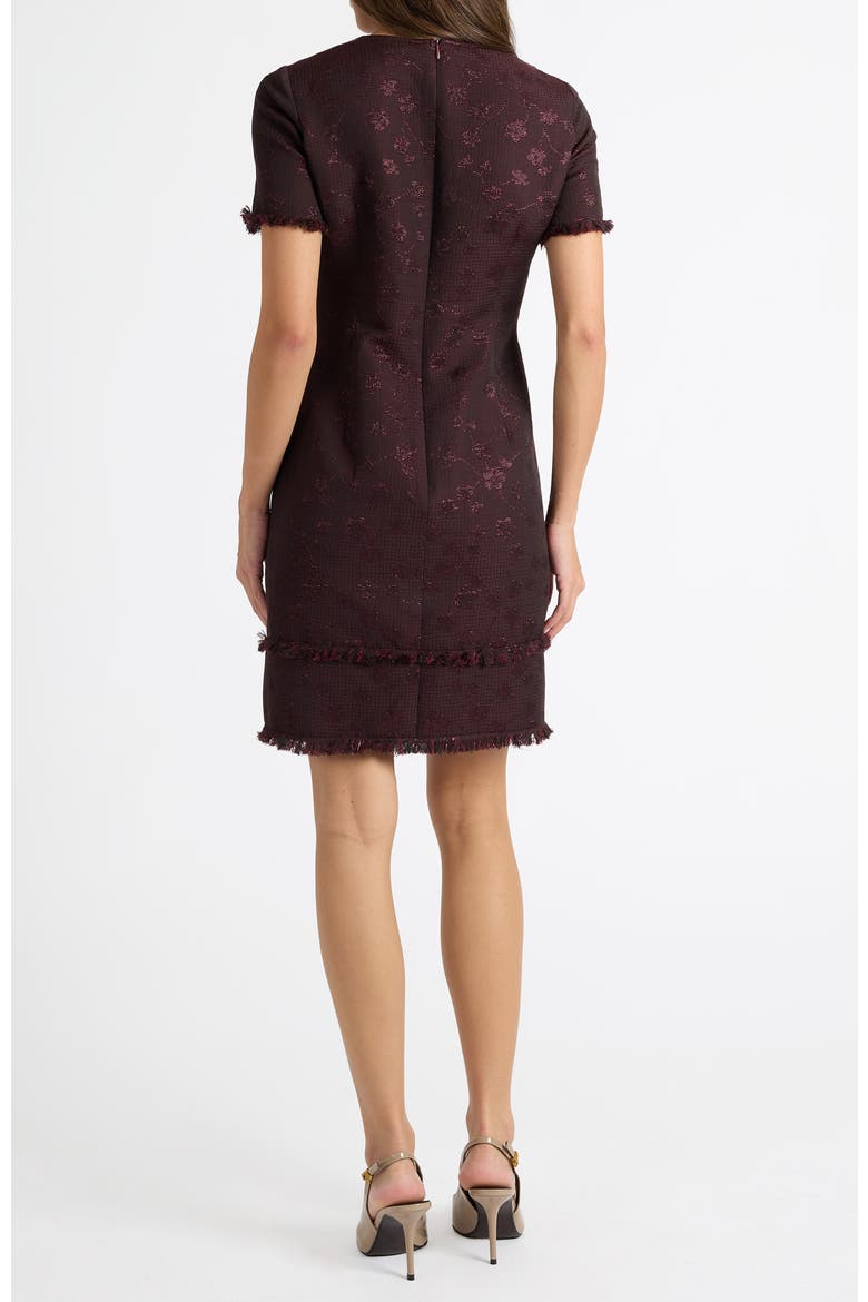 Melania Short Sleeve Shift Dress in Tonal Jacquard