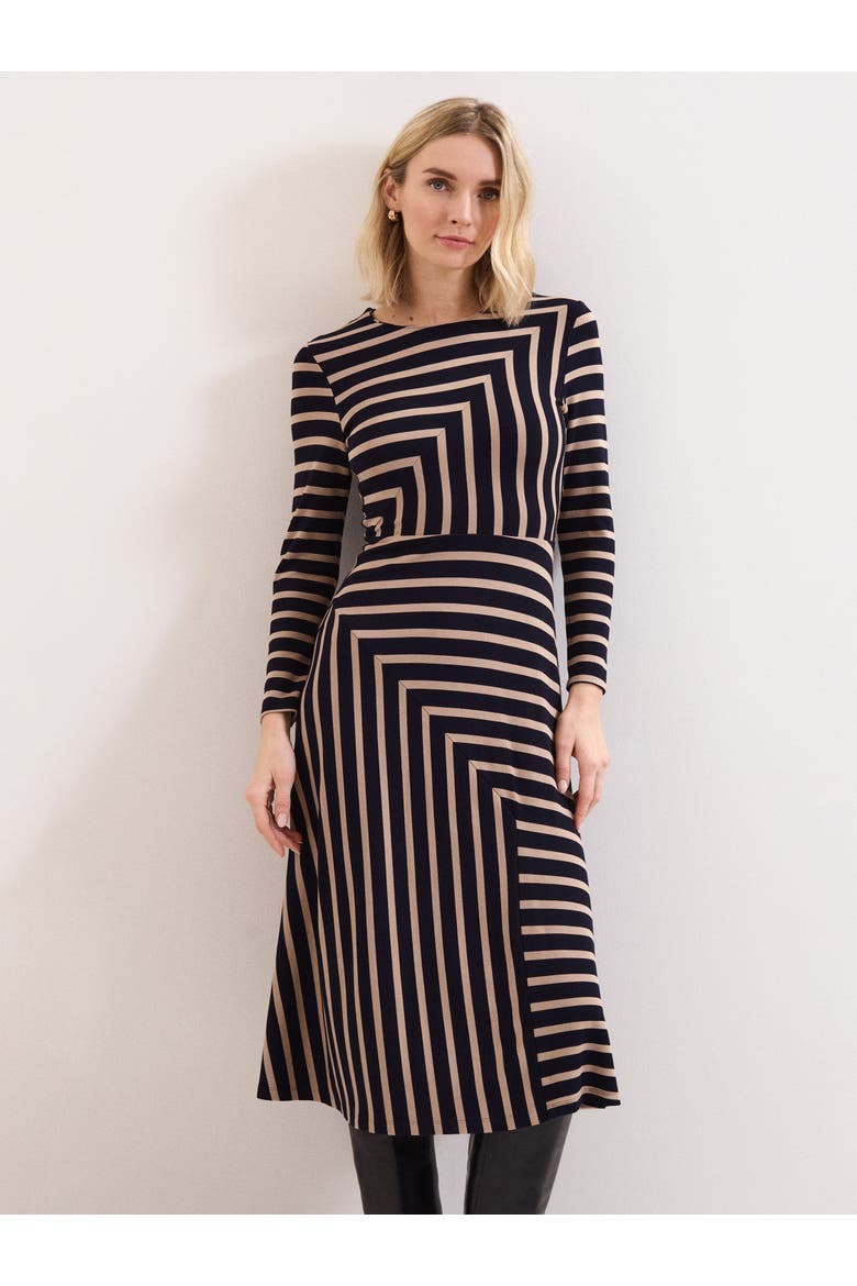 Mia Stripe Long Sleeve Midi Dress