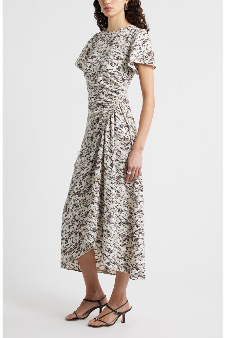 Split Sleeve Side Smocked Midi Dress
