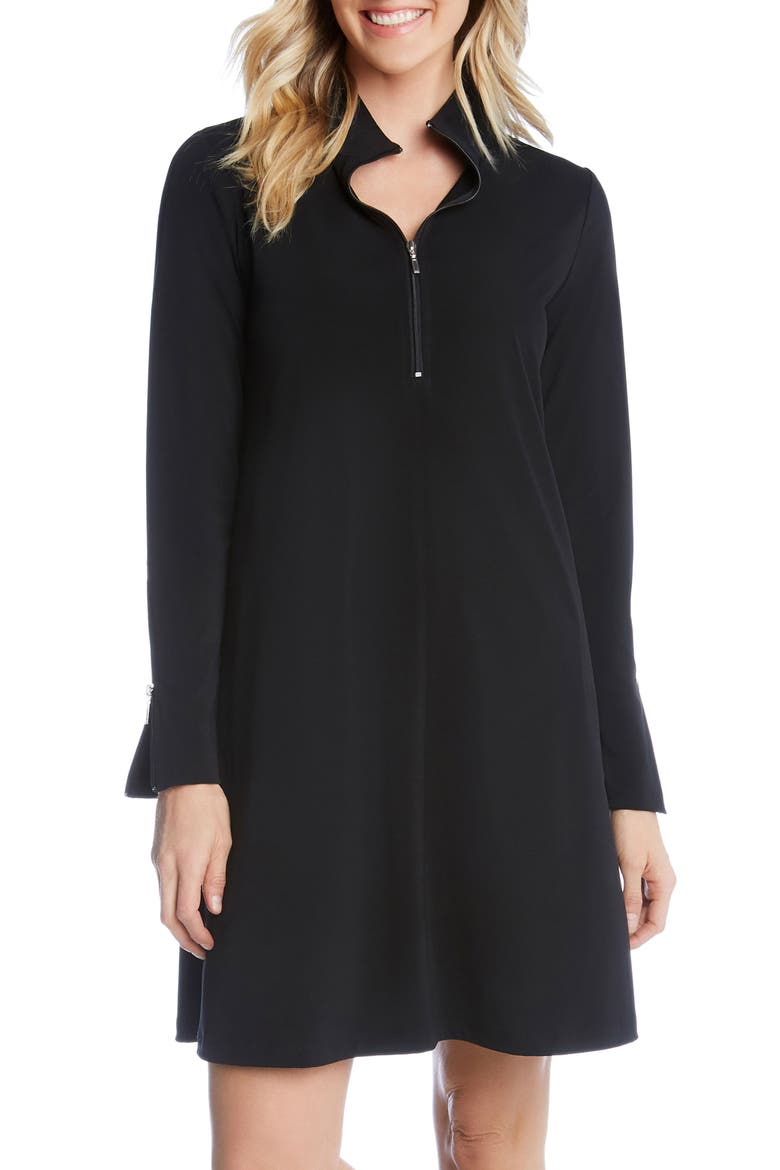 Quarter Zip A-Line Travel Jersey Dress